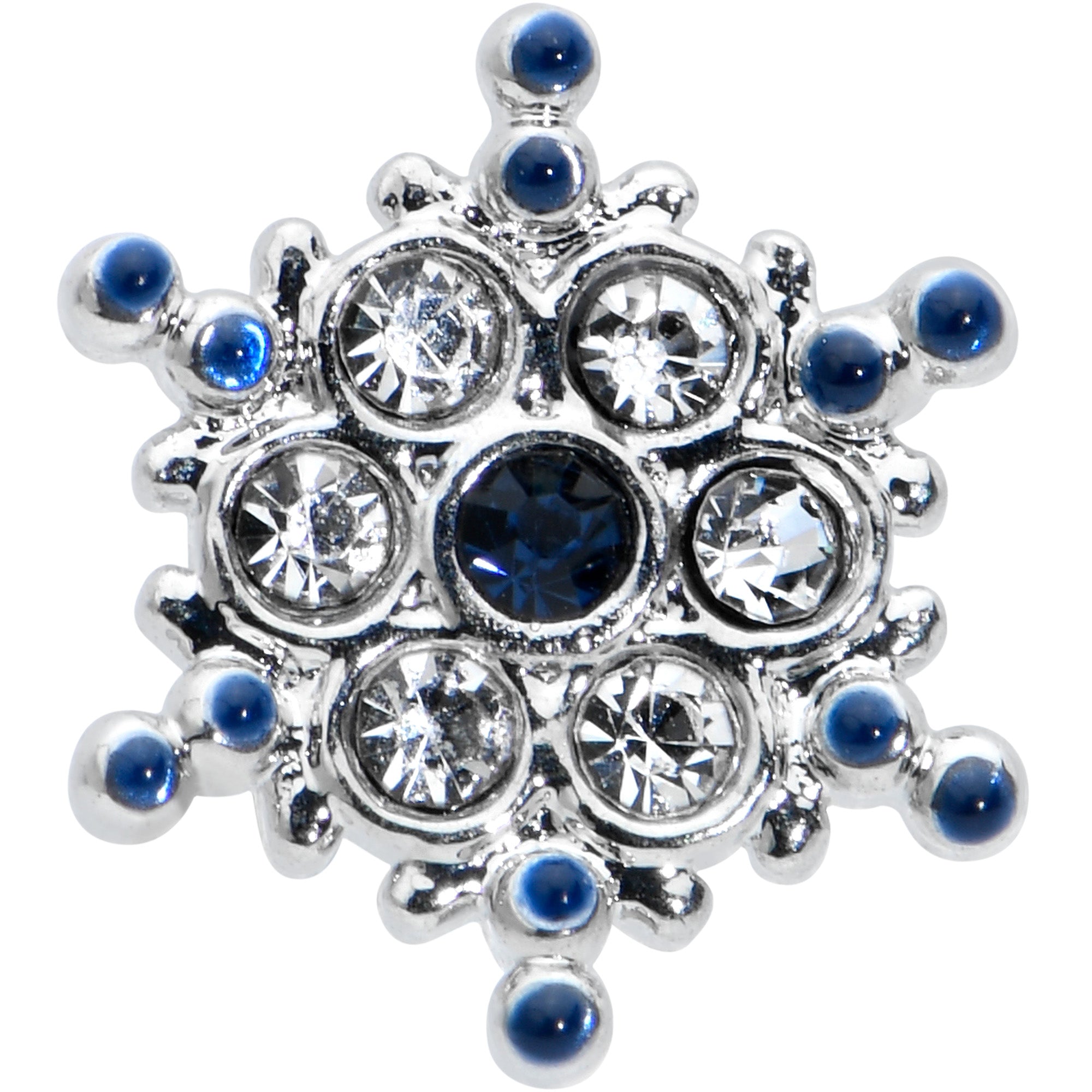 16G 1/4 Clear Blue Gem Festive Snowflake Cartilage Tragus Earring
