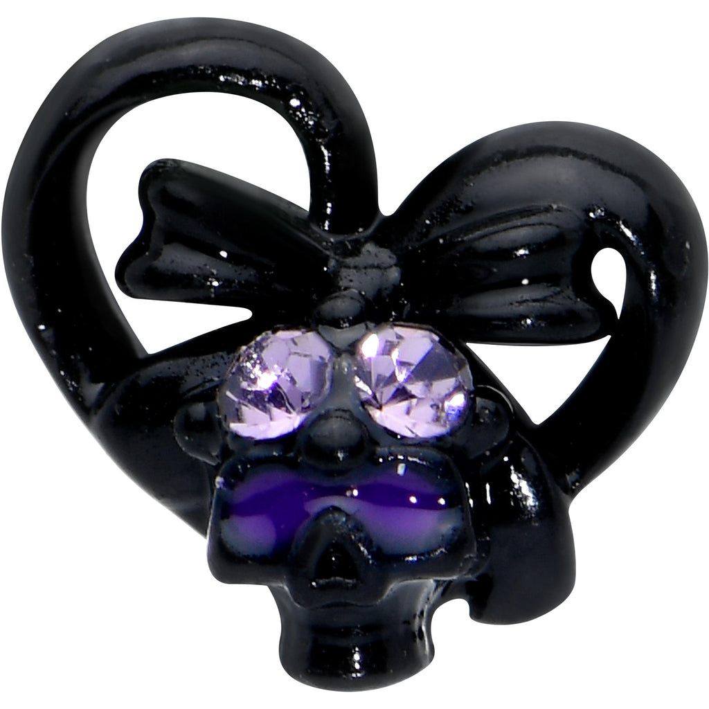 16G 5/16 Purple Gem Black Skull Heart Bow Labret Monroe Tragus
