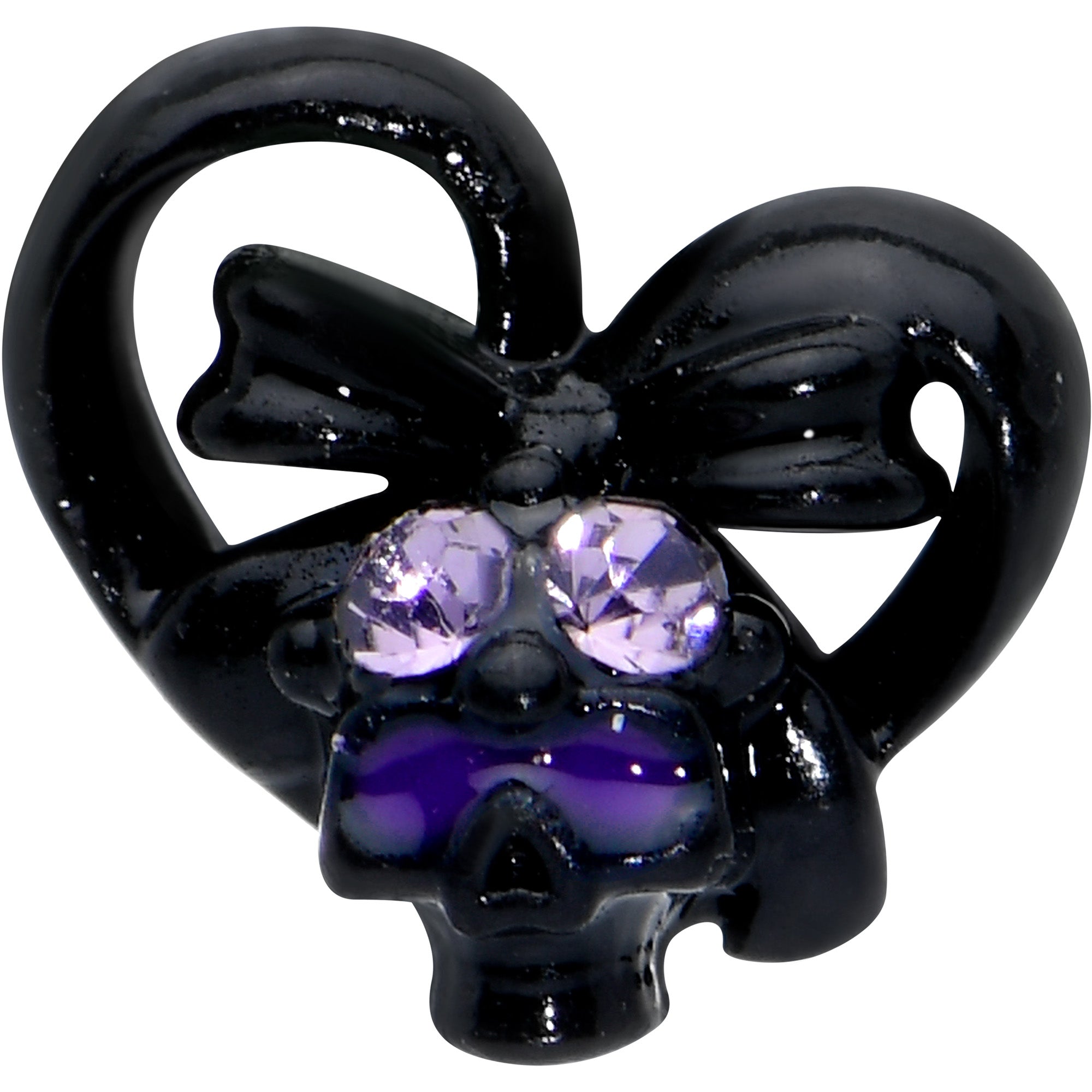16G 5/16 Purple Gem Black Skull Heart Bow Labret Monroe Tragus