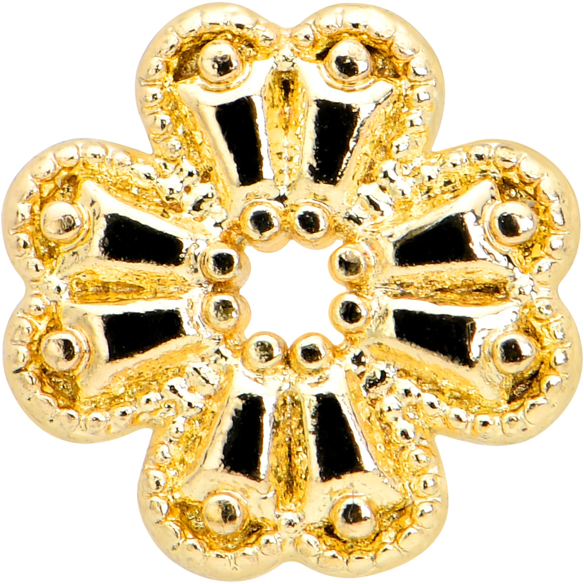 16G 5/16 Yellow Gem Gold Tone Textured Cross Labret Monroe Tragus