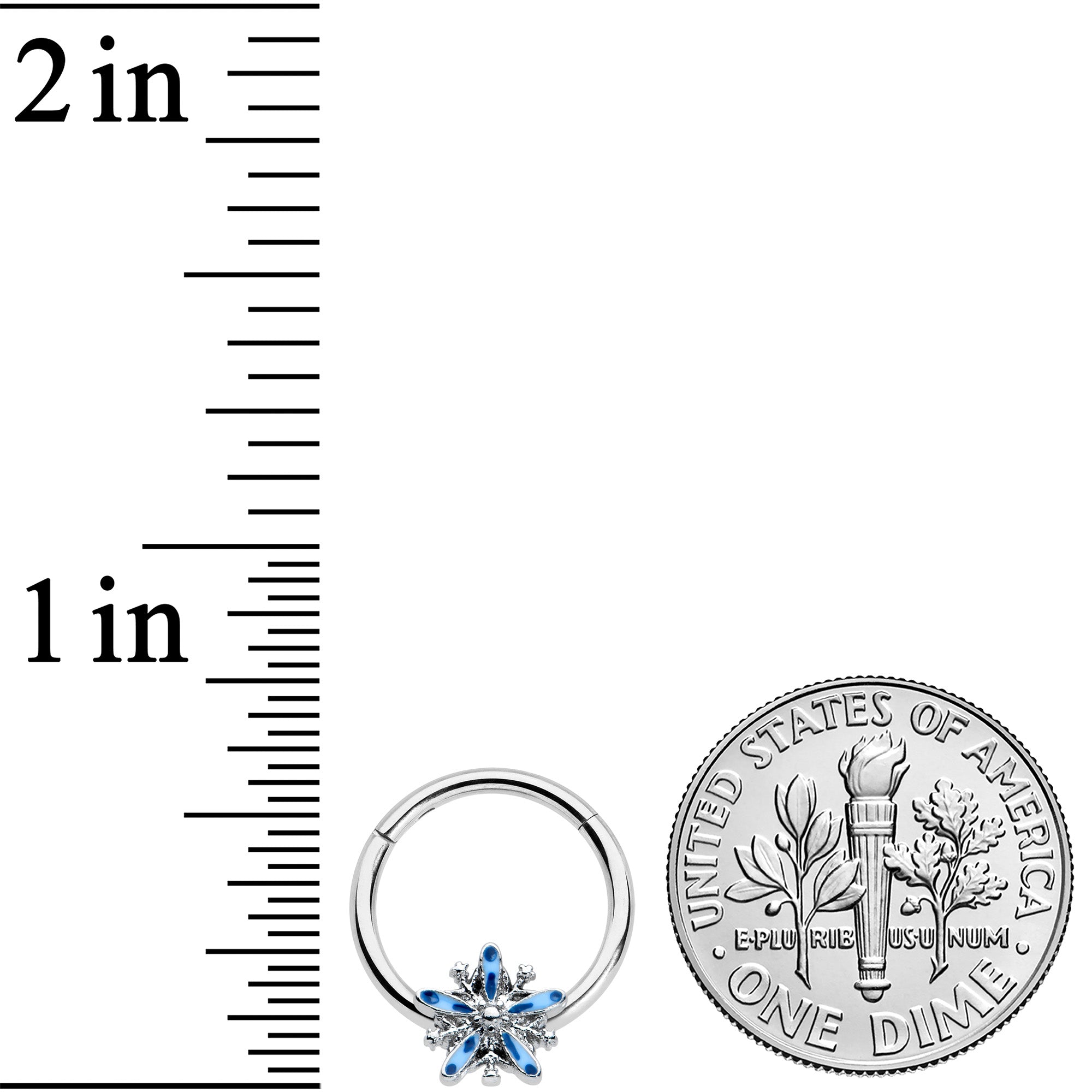 16G 3/8 Snowflake Blues Christmas Hinged Segment Ring