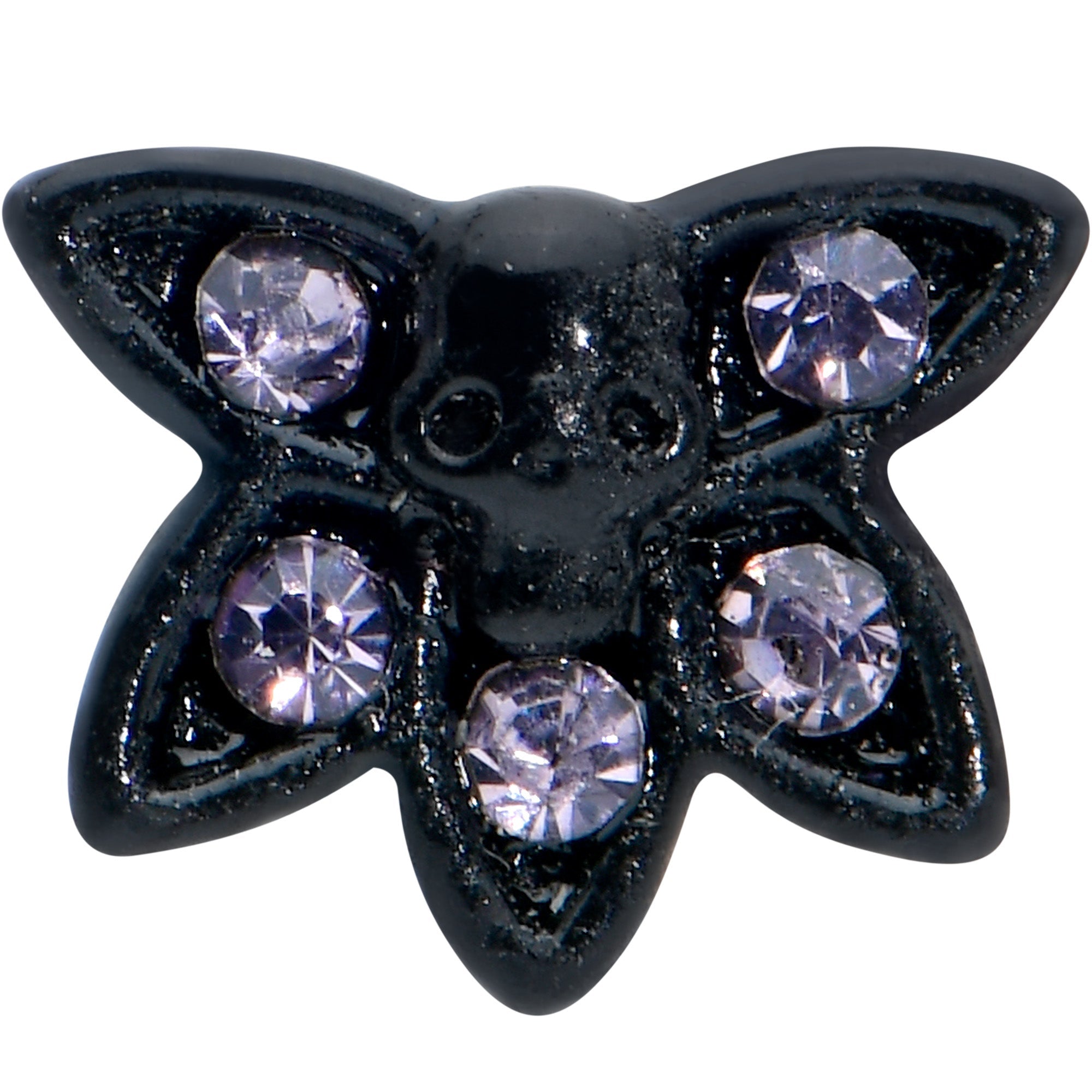 16G 1/4 Purple Gem Black Skull Blossom Cartilage Tragus Earring