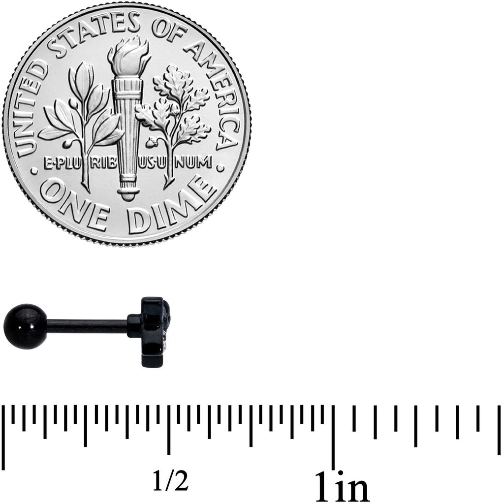 16G 1/4 Purple Gem Black Skull Blossom Cartilage Tragus Earring