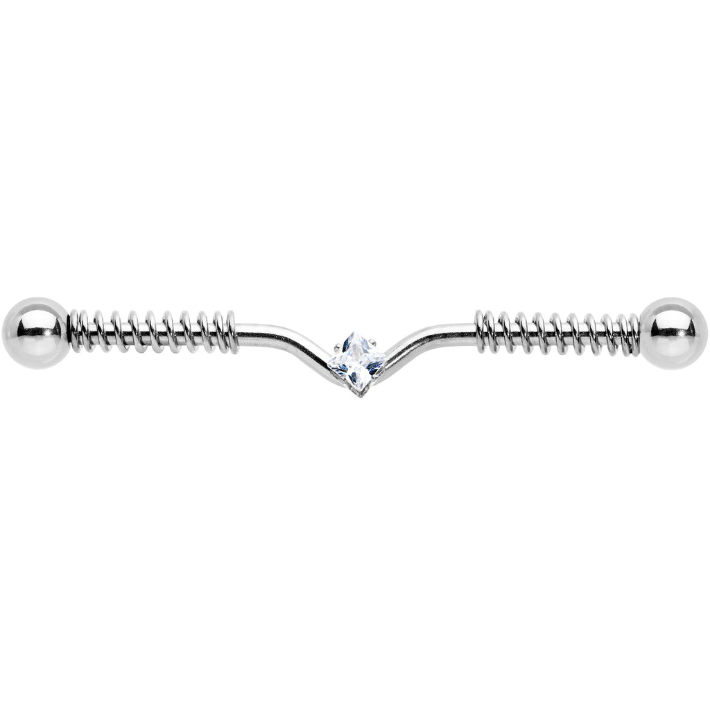 14G Clear Gem Vee Spring Coil Project Bar 38mm