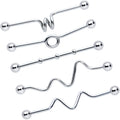 14G Loops Waves Industrial Project Bar 40mm Set of 5