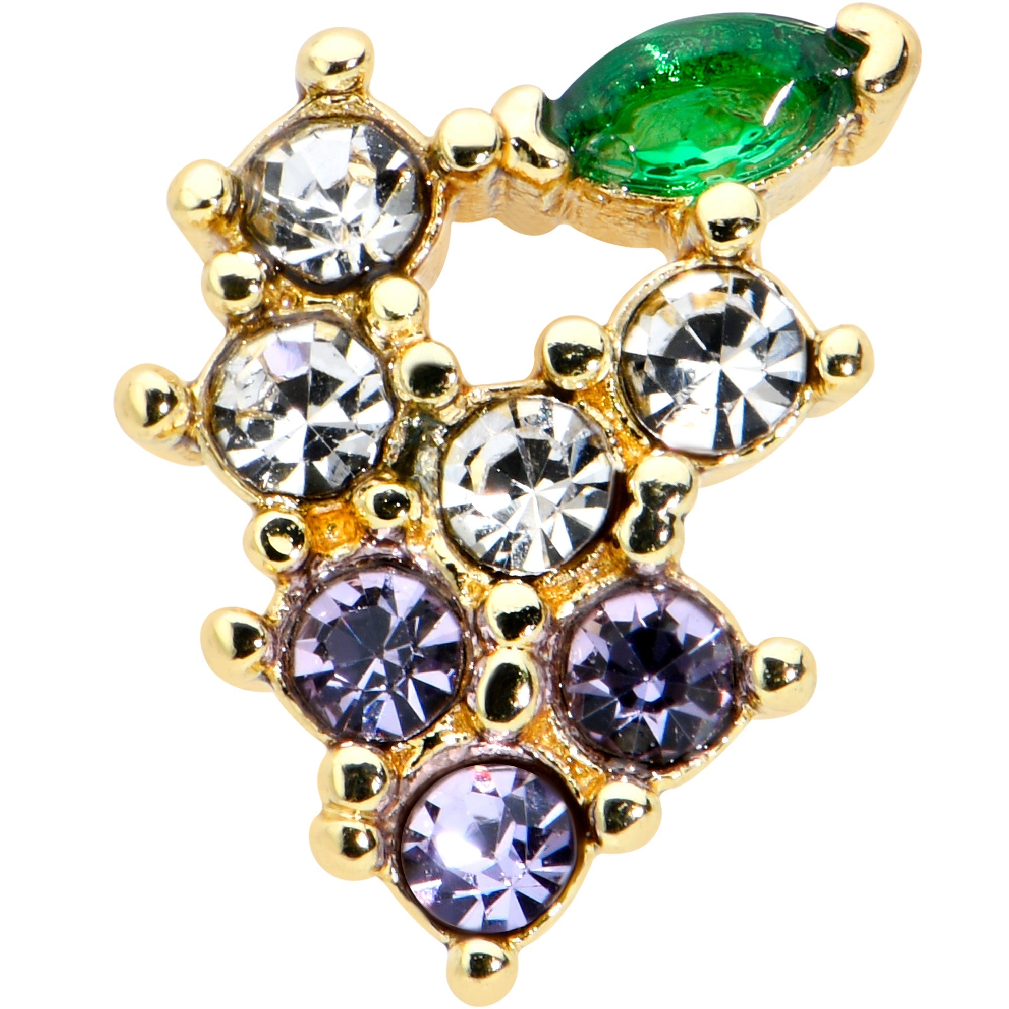 16G 5/16 Clear CZ Gem Gold Tone Bunch Grapes Labret Monroe Tragus