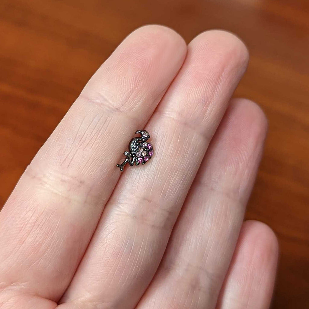 16G 1/4 Pink Gem Black Fashion Flamingo Cartilage Tragus Earring