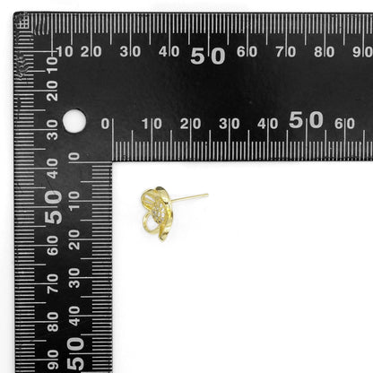 CZ Gold Flower Stud Earrings, Sku#LK899