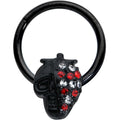 16G 3/8 Clear Red Gem Black Skull Halloween Hinged Segment Ring