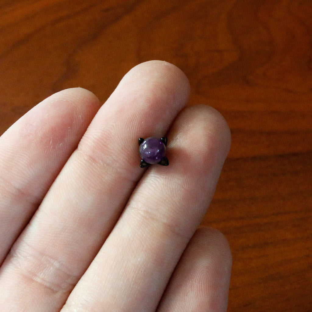 16G 1/4 Purple Amethyst Black Claw Hand Cartilage Tragus Earring