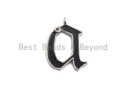 Enamel pave alphabet letter, Alphabet Charms, Initial Alphabet Letters, Custom Naming Pendants, Initial Letter a Pendant,17x23mm, sku# B121