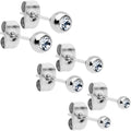 3mm 4mm 5mm Aurora Gem Ball 316L Stainless Steel Stud Earrings 3 Pack