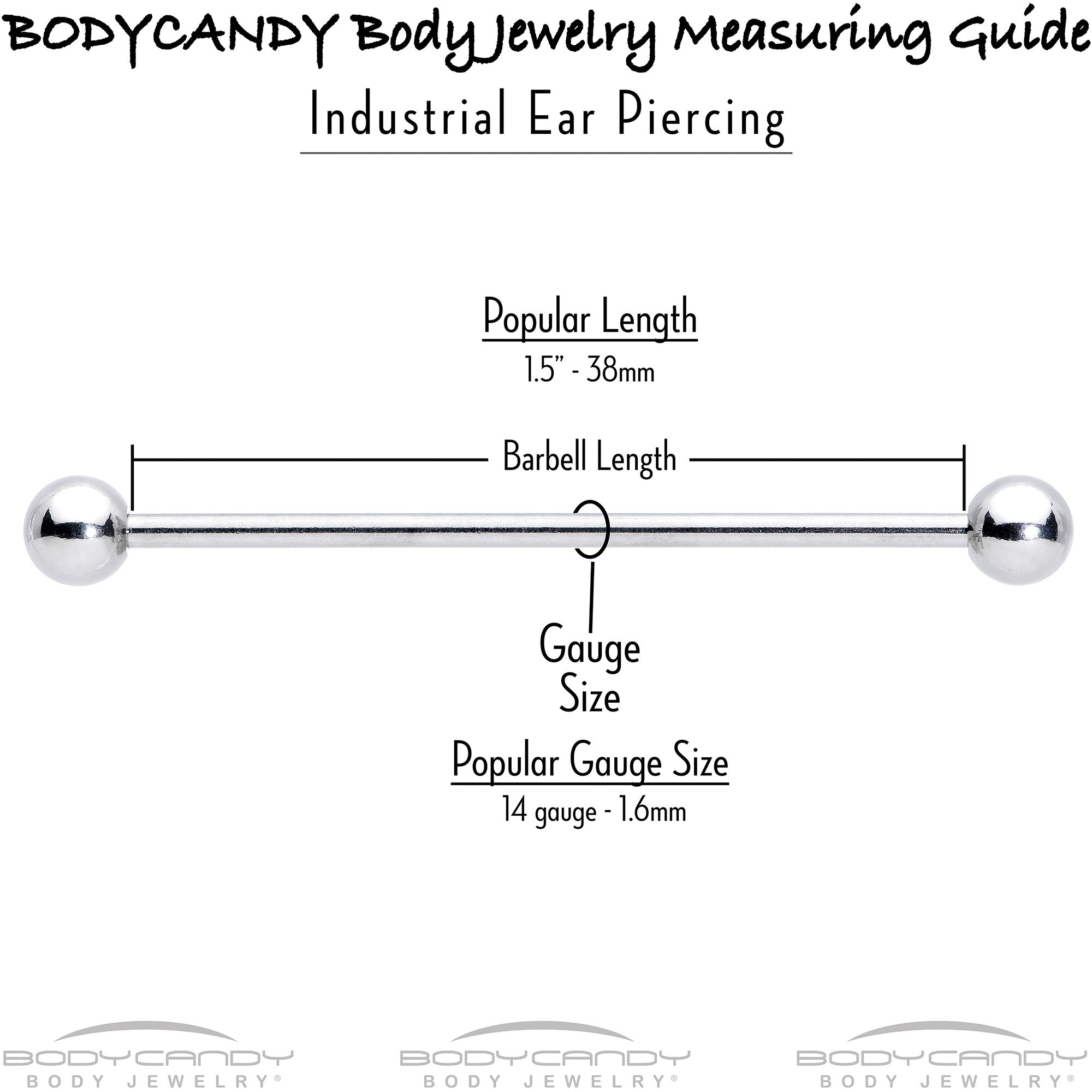 14G Blue Gem Abstract Arch Industrial Barbell 38mm
