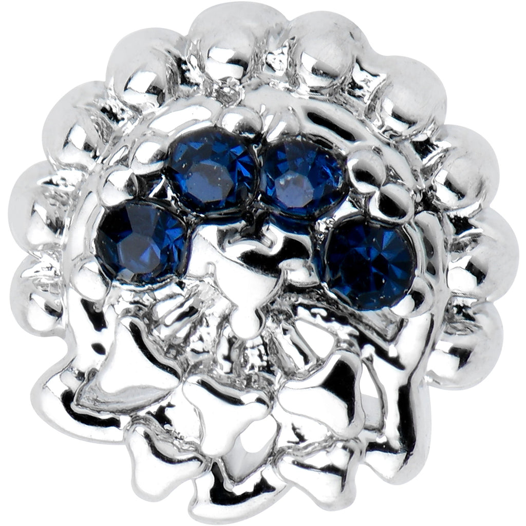 20G 7mm Blue Clear Gem Abstract Arch L Shape Nose Ring