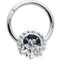 16G 3/8 Clear Blue Gem Abstract Arch Hinged Segment Ring
