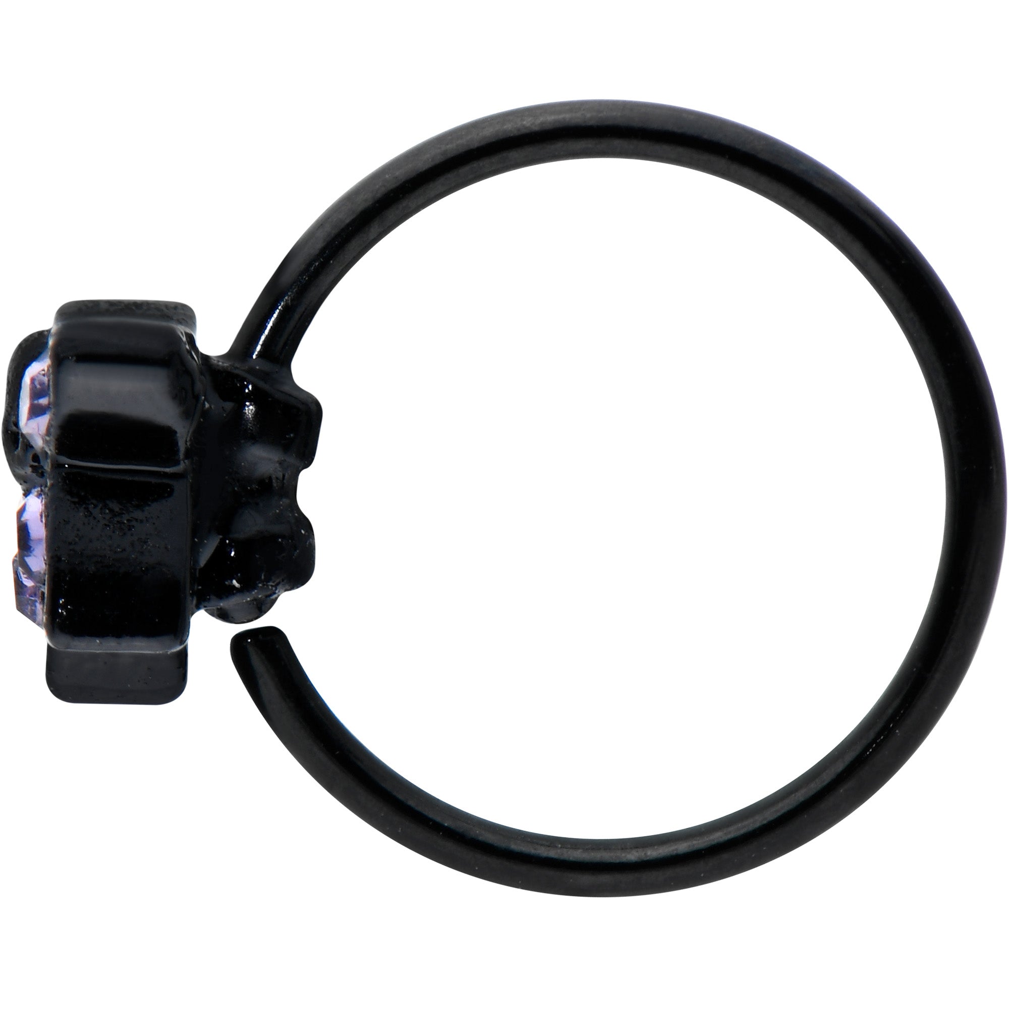 20G 5/16 Purple Gem Black Skull Blossom Nose Hoop