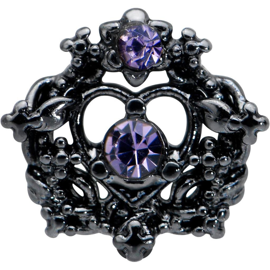 16G 5/16 Purple Gem Regal Black Crown Heart Labret Monroe Tragus