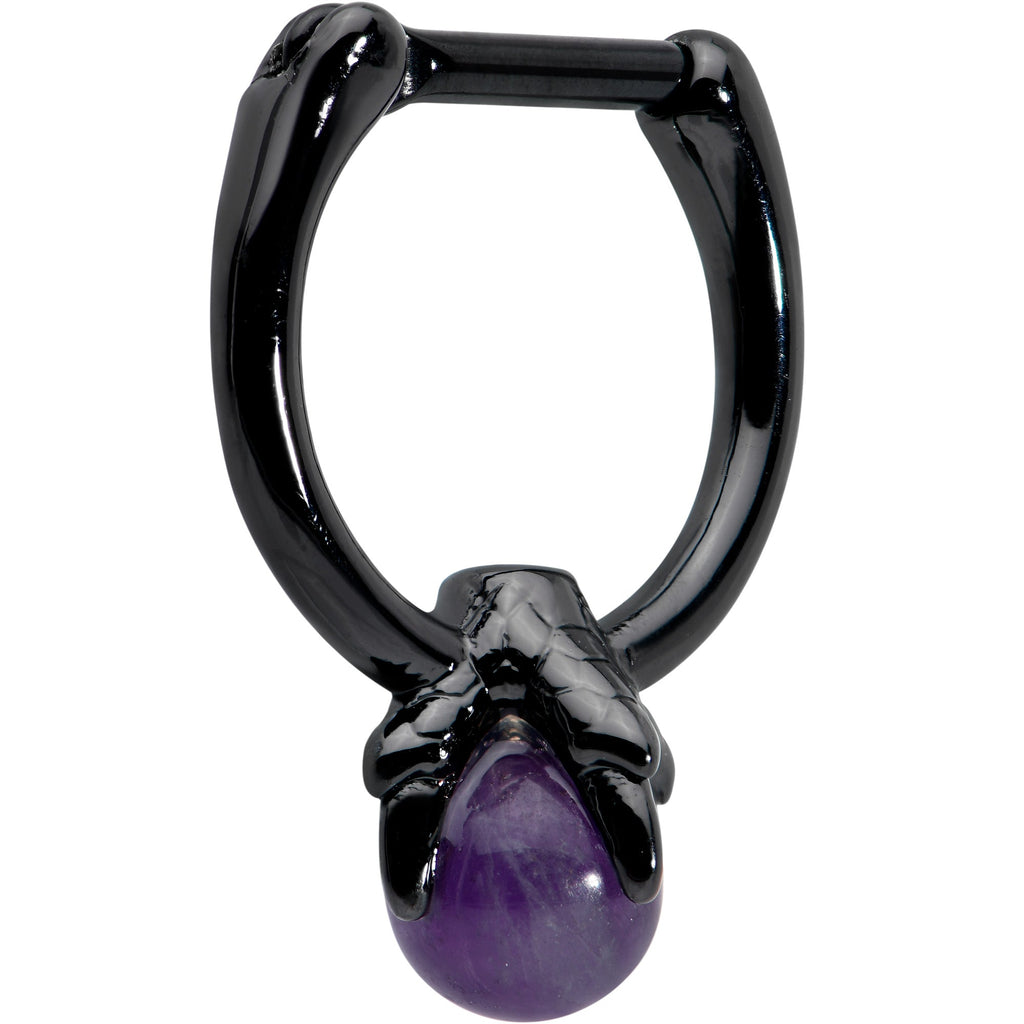 16G 5/16 Purple Amethyst Stone Black Claw Hand Cartilage Clicker
