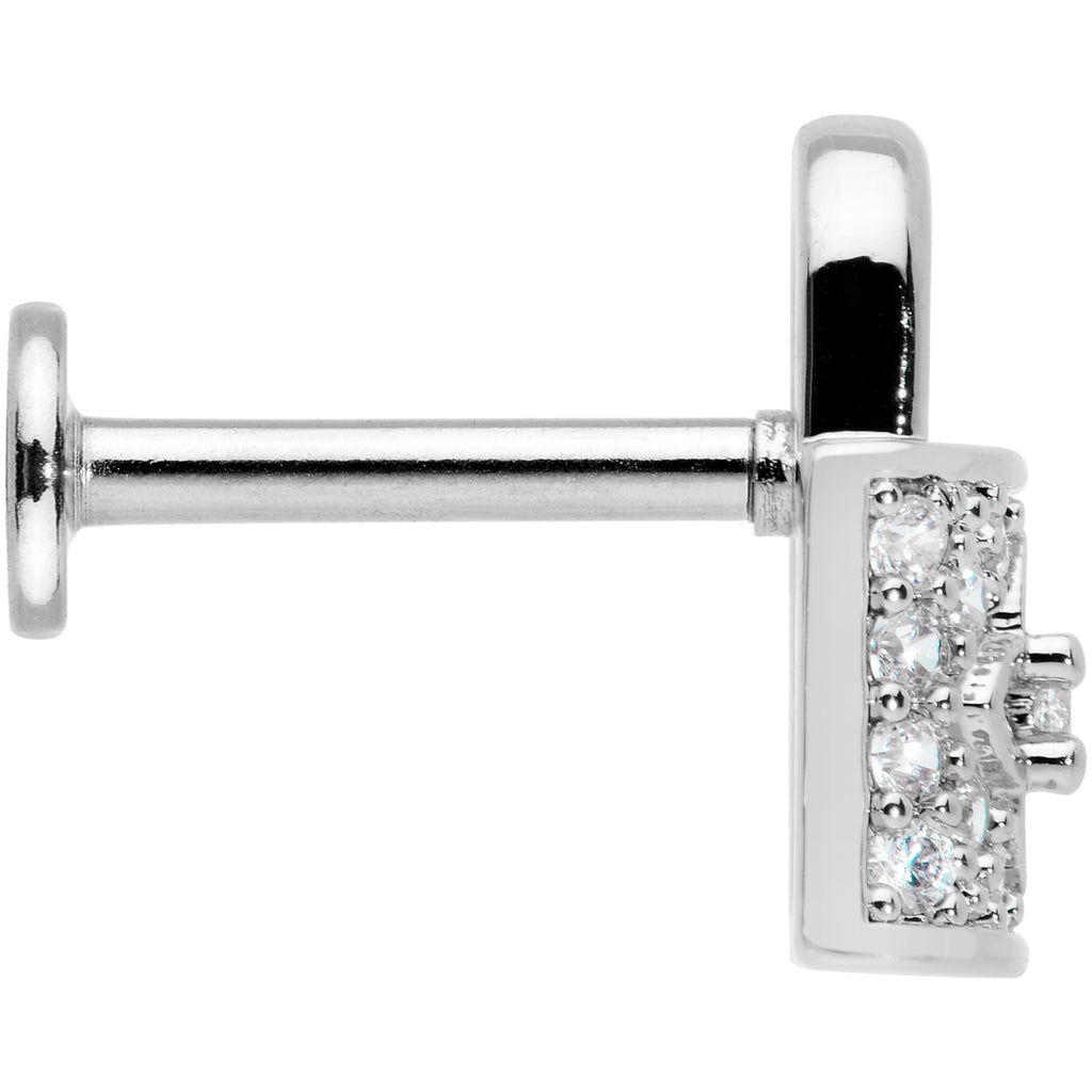 16G 5/16 Clear CZ Gem Lock It Up Labret Monroe Tragus