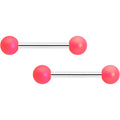 14G 9/16 Matte Pink Aurora Barbell Nipple Ring Set