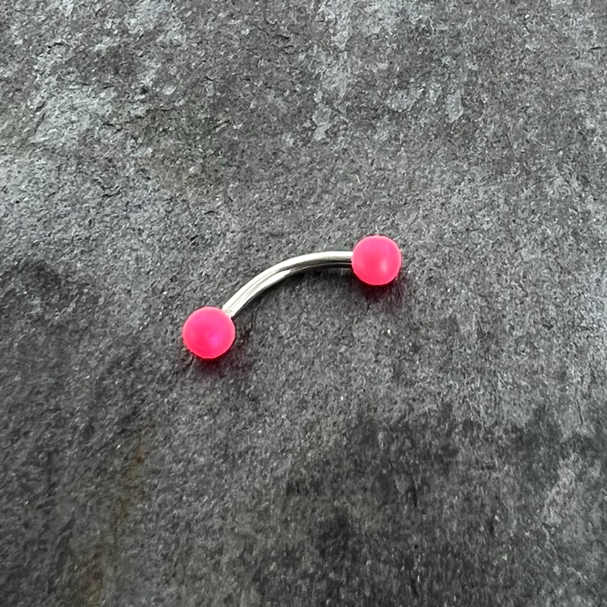16G 5/16 Matte Pink Aurora Curved Eyebrow Ring