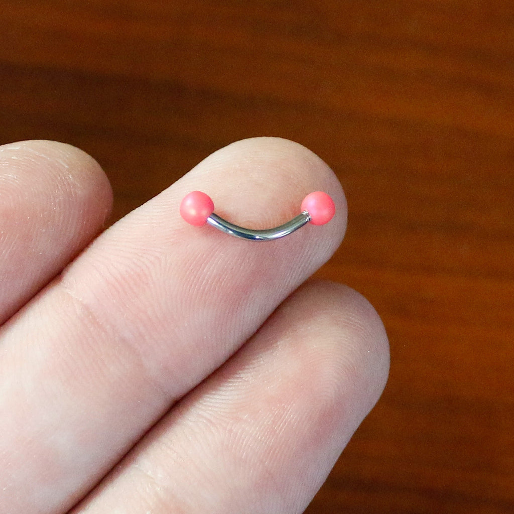16G 5/16 Matte Pink Aurora Curved Eyebrow Ring