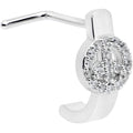 20G 1/4 Clear Gem Retro Peace Sign Faux Hoop L Shape Nose Ring
