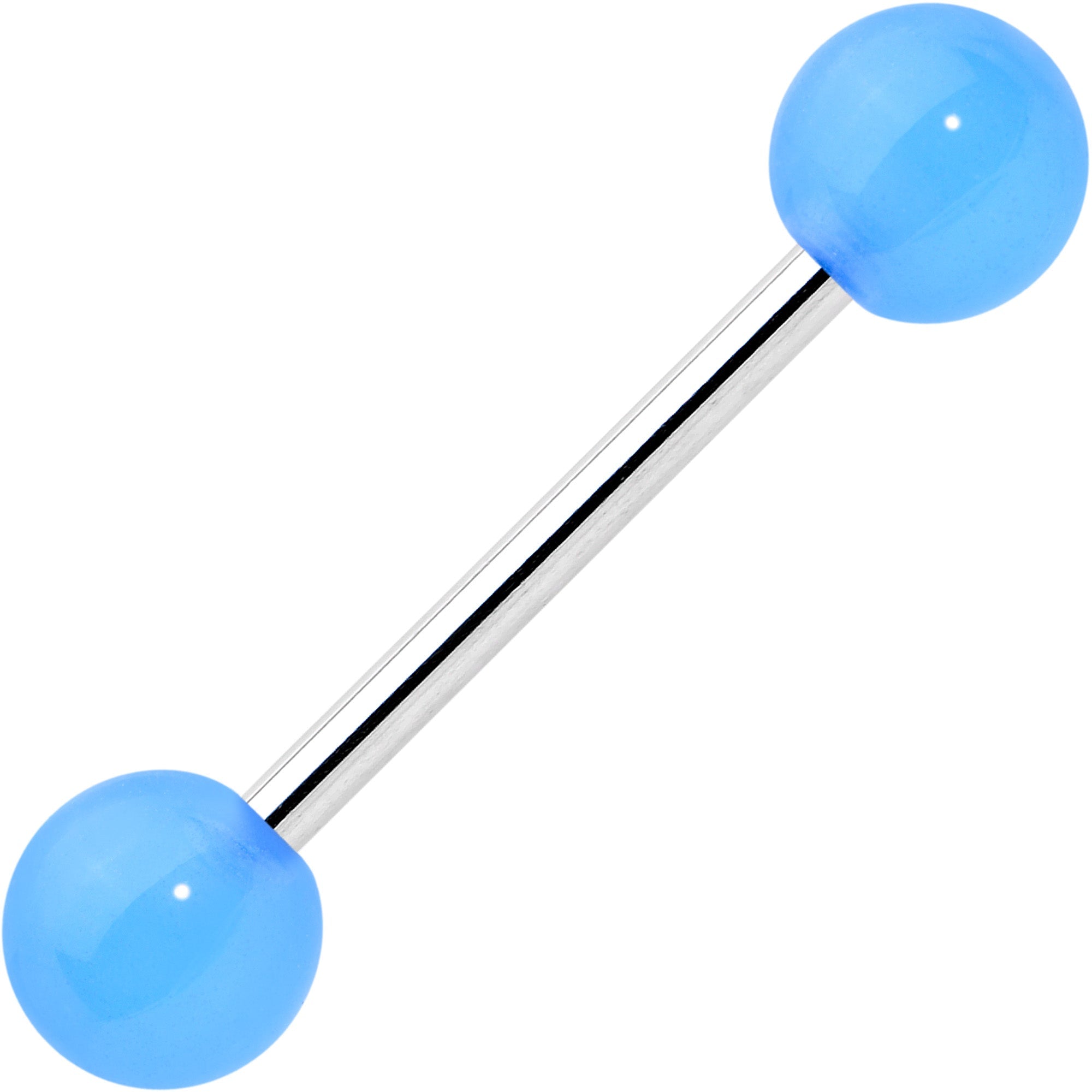 Light Blue Acrylic UV Glow Ends Barbell Tongue Ring