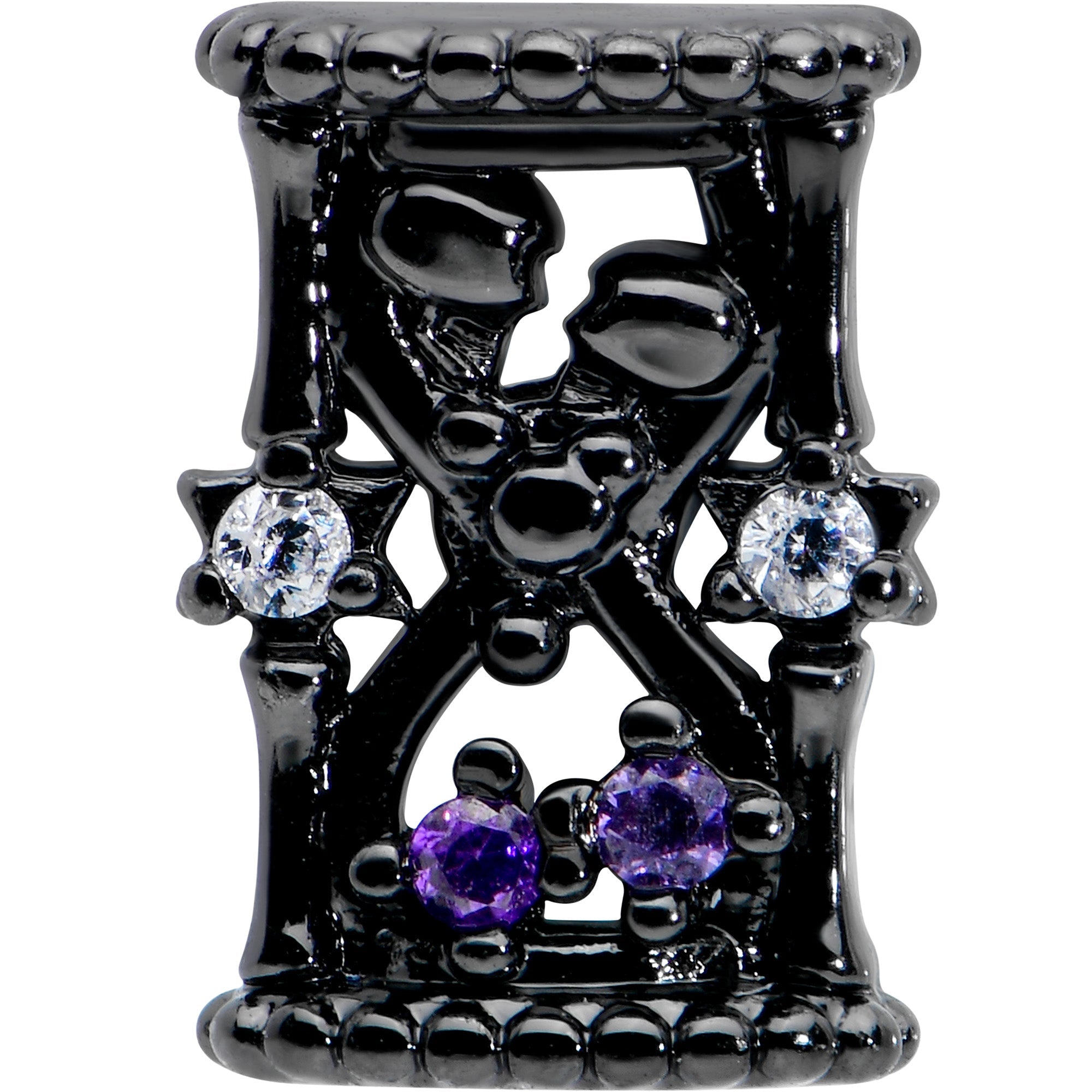 16G 1/4 Purple Gem Black Gothic Hourglass Cartilage Tragus Earring