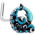 20G 1/4 Leaping Blue Dolphin L Shape Nose Ring