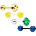 Licensed Dragonball Z Gold Tone Blue Green Barbell Tongue Ring Set of 4