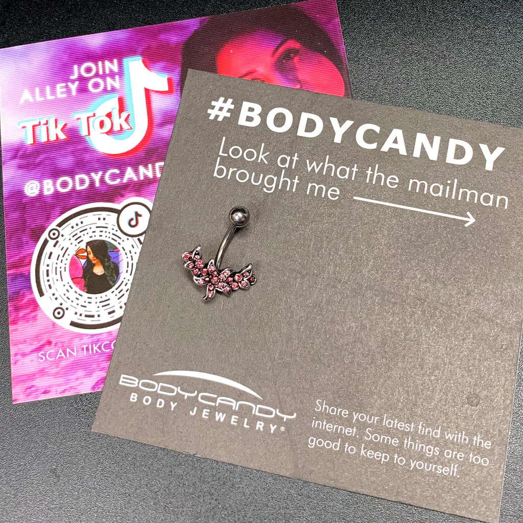 Pink Gem Flower Garland Belly Ring