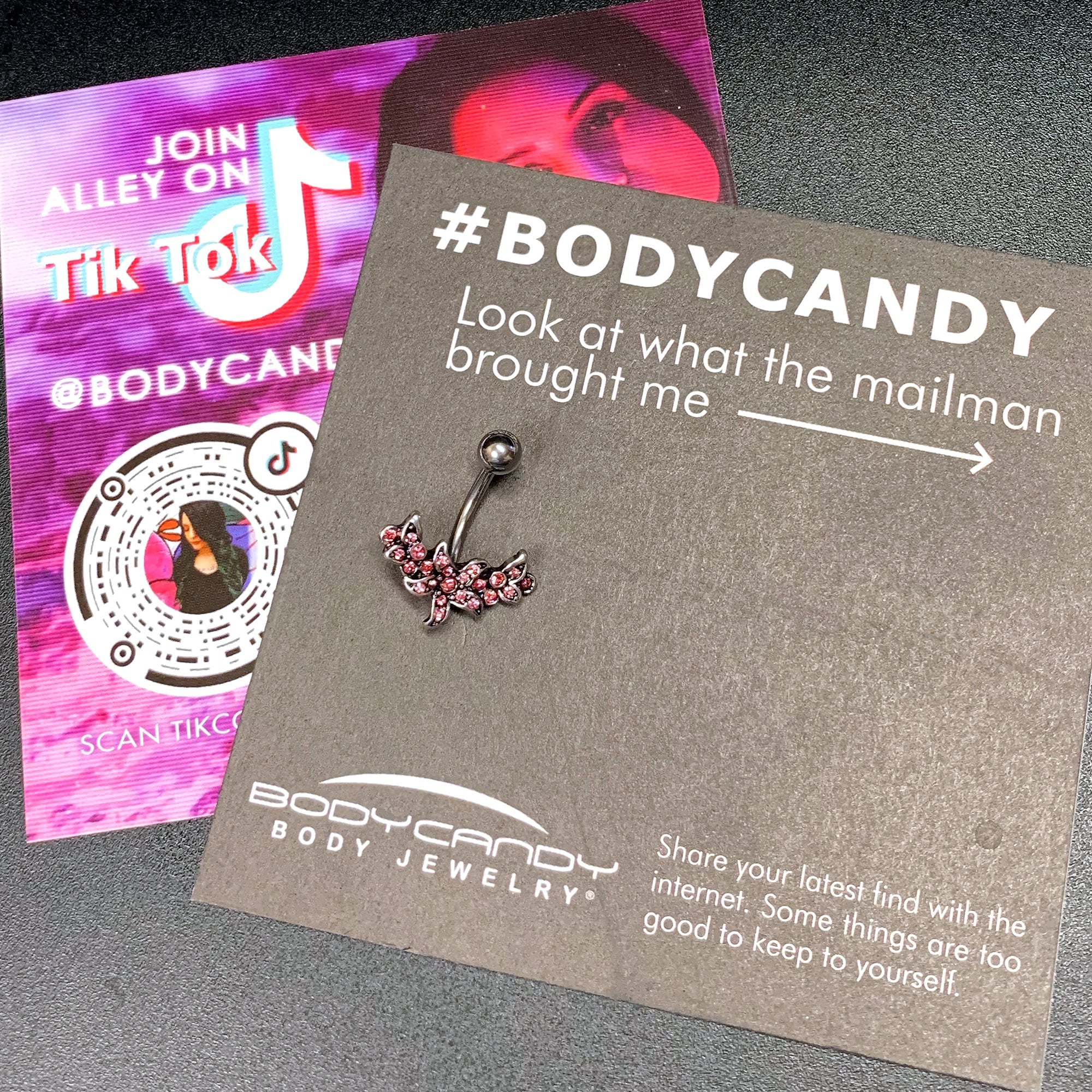 Pink Gem Flower Garland Belly Ring