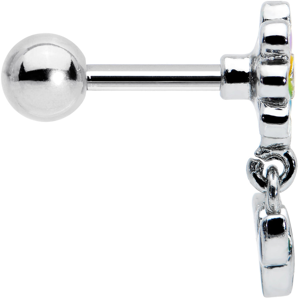 16G 1/4 Clear Gem Pride Rainbow Flower Dangle Cartilage Tragus