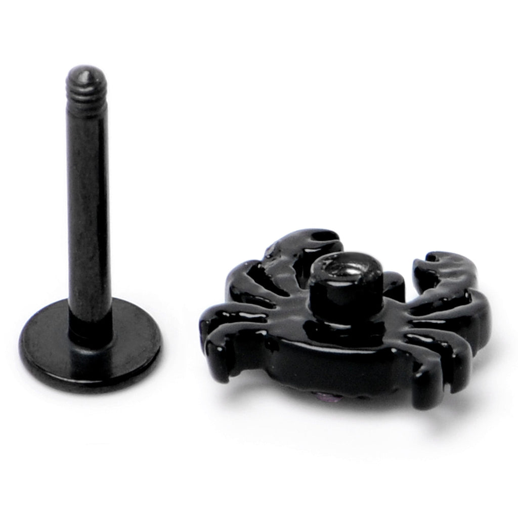 16G 5/16 Purple Gem Black Chic Crab Labret Monroe Tragus