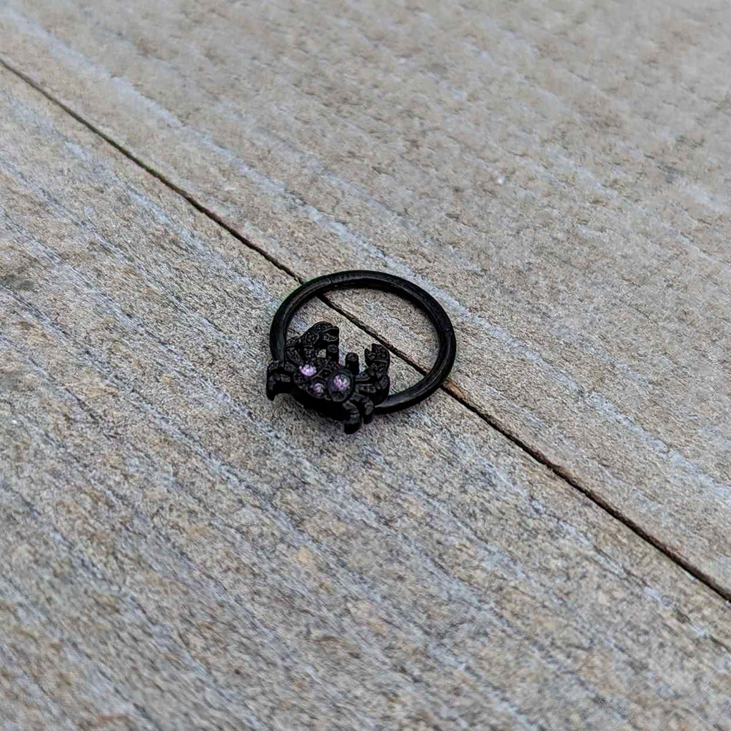 16G 3/8 Purple Gem Black Chic Crab Hinged Segment Ring