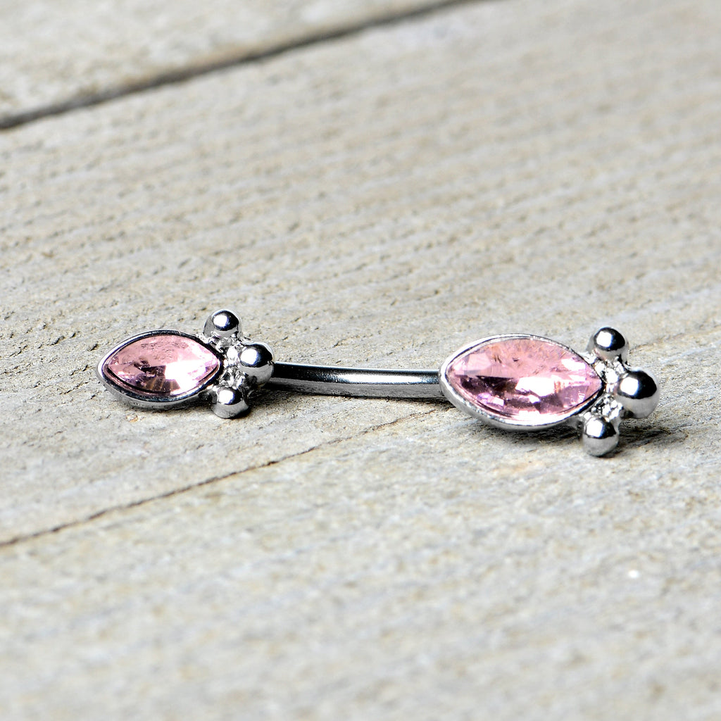 Pink Gem Art Deco Ovals Double Mount Belly Ring
