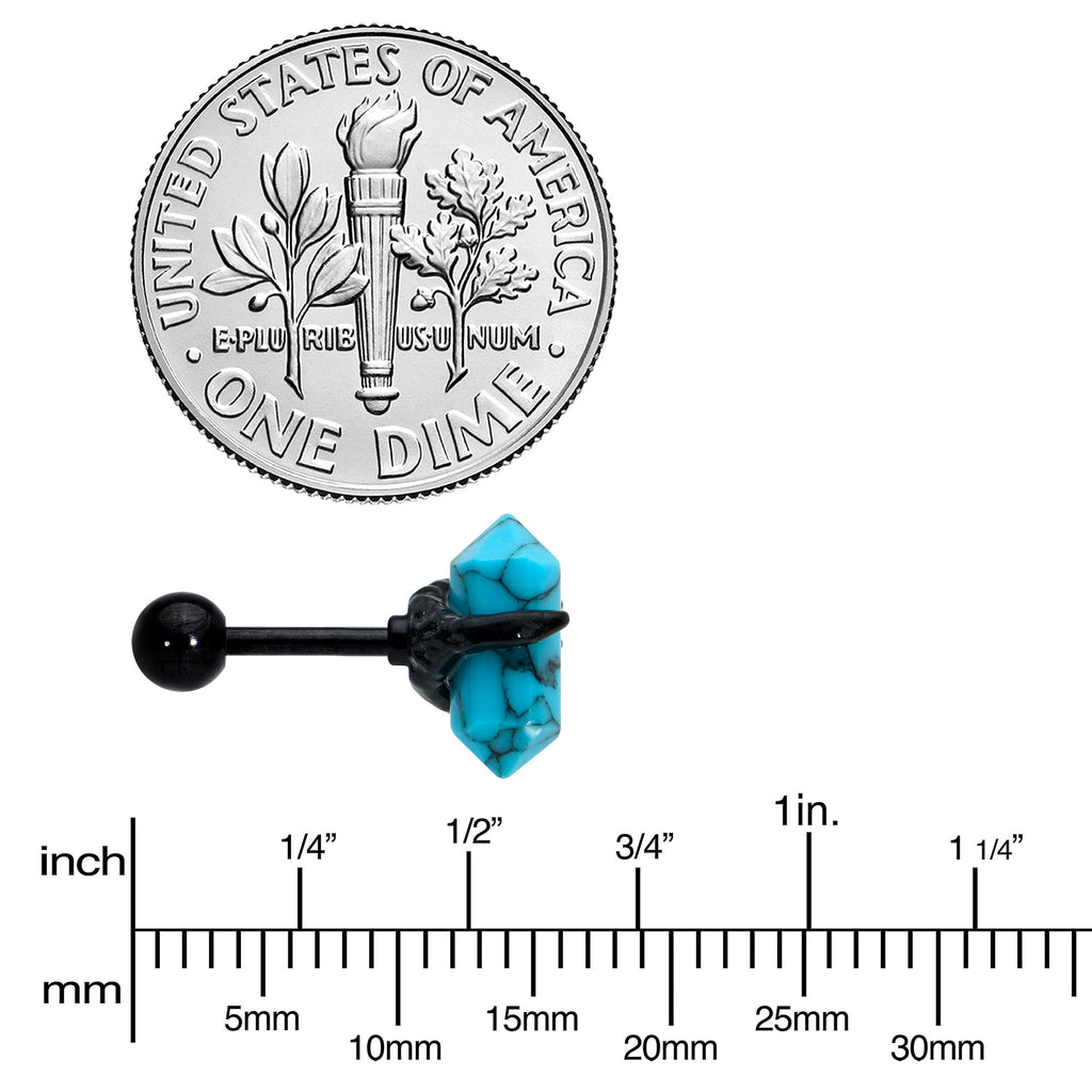 16G 1/4 Blue Turquoise Black Claw Obelisk Cartilage Earring