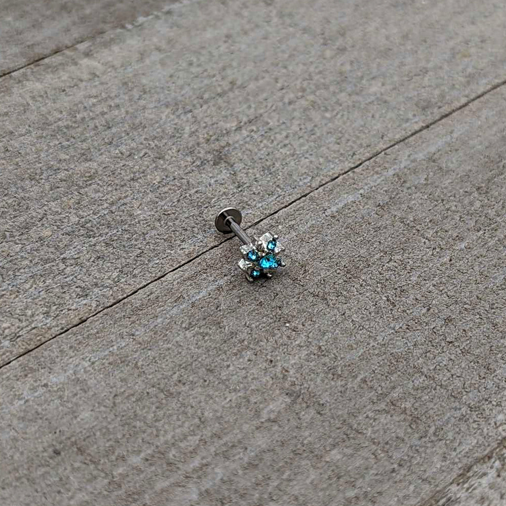 16G 5/16 Blue Gem Stylish Snowflake Labret Monroe Tragus