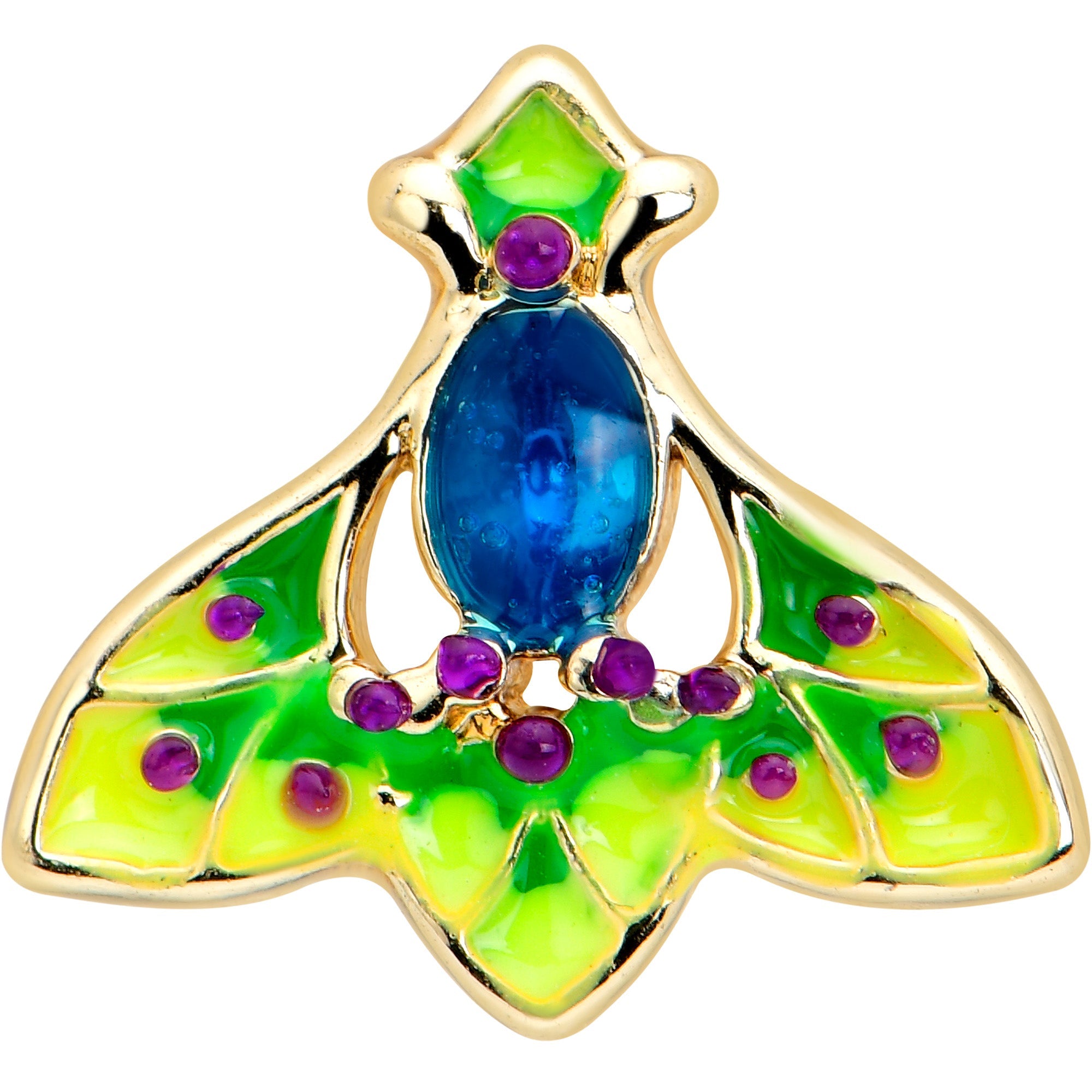 20G 7mm Blue Gem Tropic Fan L Shape Nose Ring