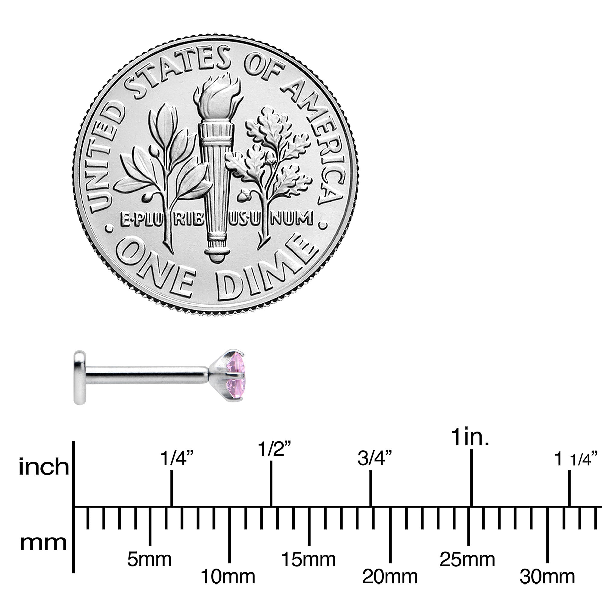 16G 5/16 Pink CZ ASTM F-136 Implant Grade Titanium Threadless Heart End Labret