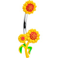 Happy Sunflower Trio Double Mount Belly Ring