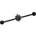 14G Clear Gem Black Gothic Sun Industrial Barbell 38mm