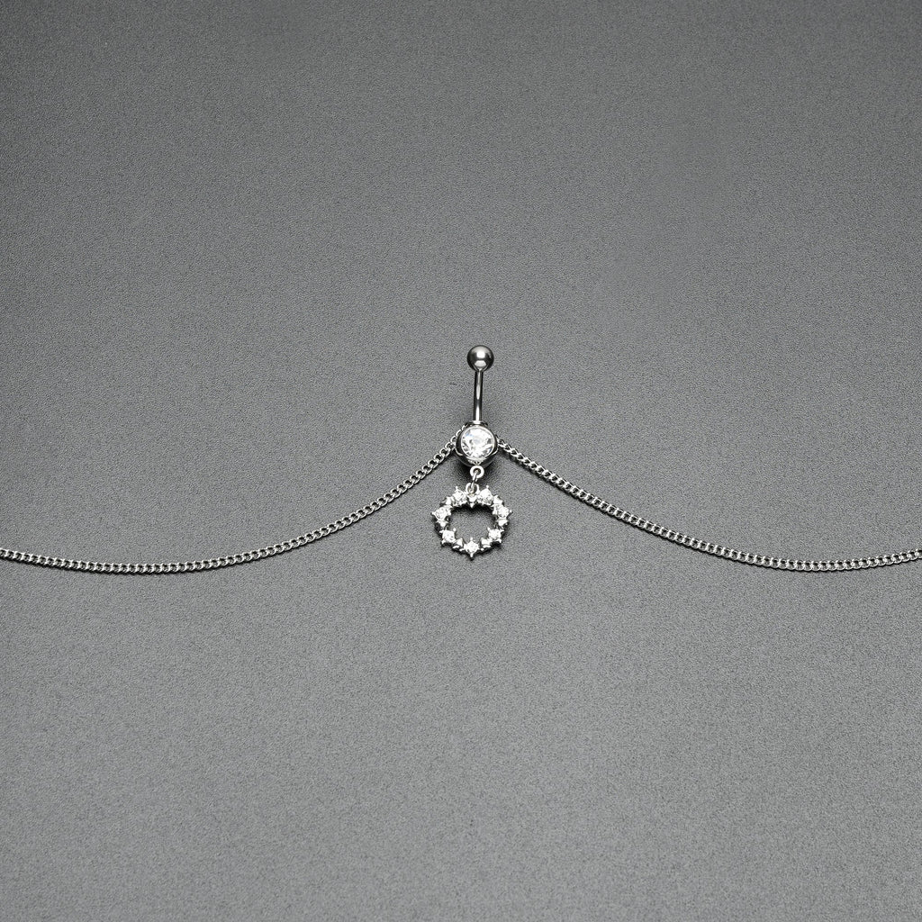 Clear Gem Wreath of Glam Dangle Belly Ring Belly Chain