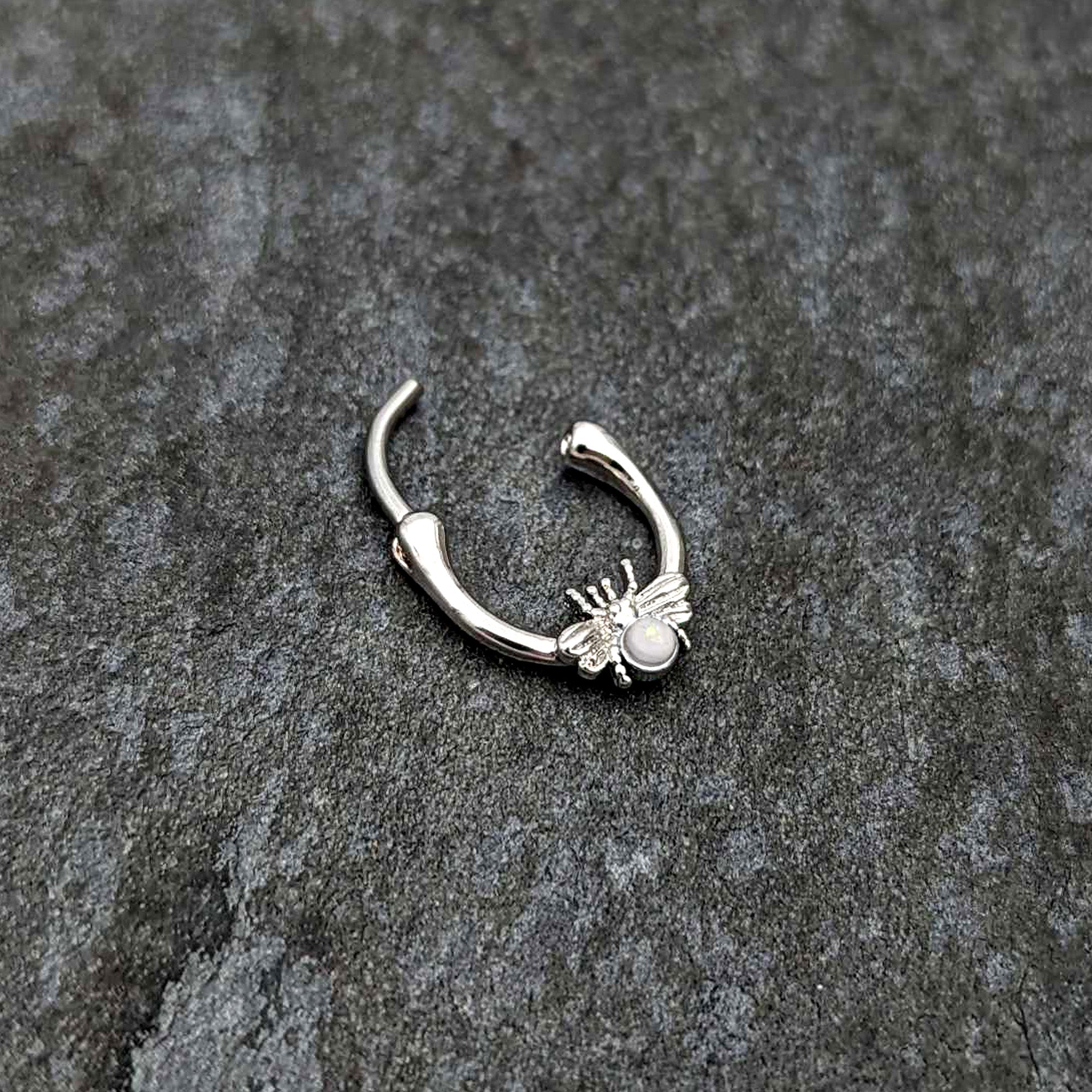 16G 5/16 White Faux Opal Ultra Fly Cartilage Clicker
