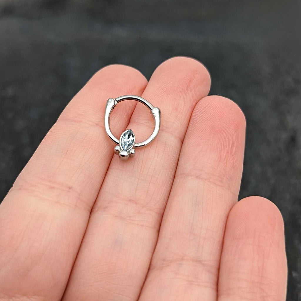 16G 5/16 Clear Gem Deco Oval Cartilage Clicker