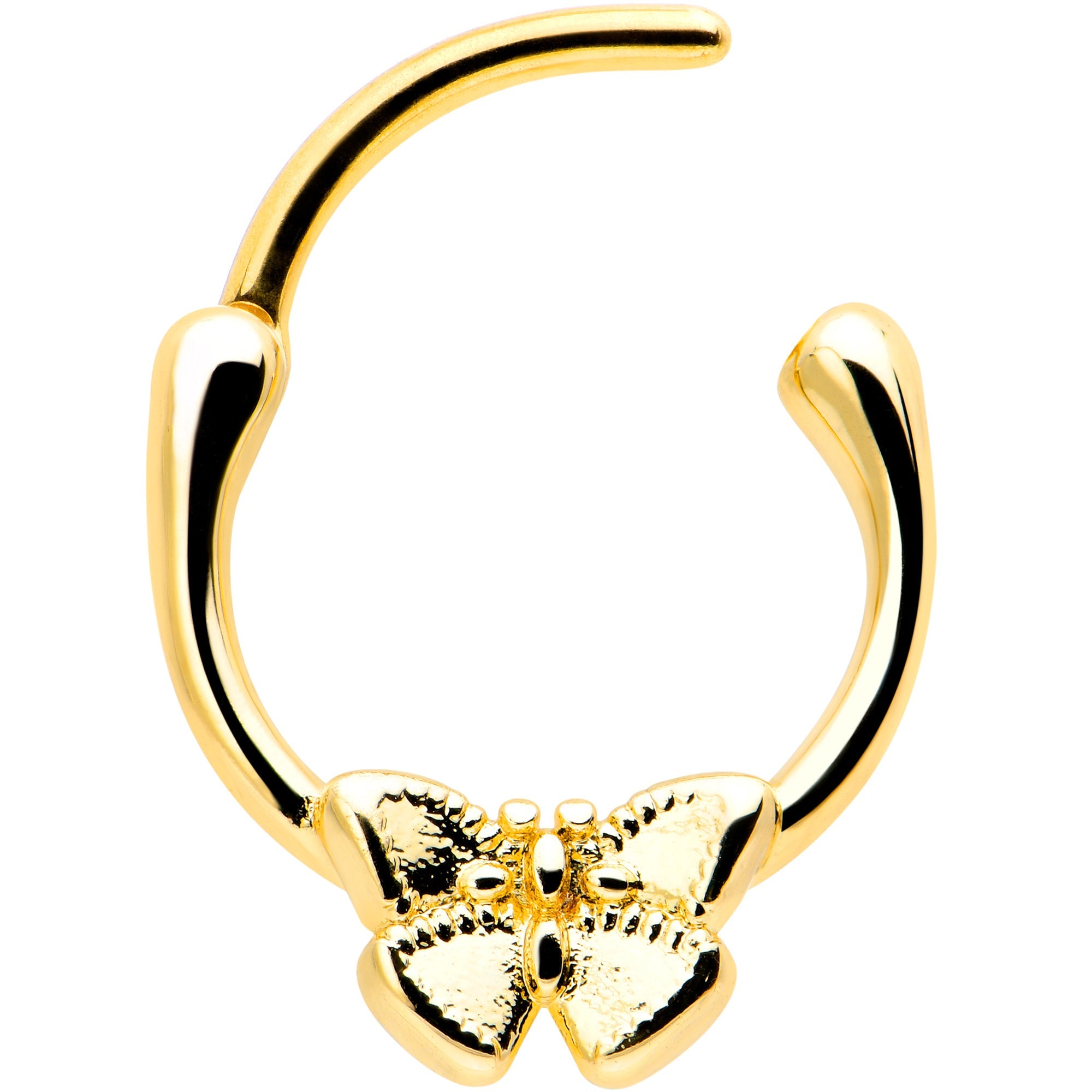 16G 5/16 Gold Tone Simple Textured Butterfly Cartilage Clicker