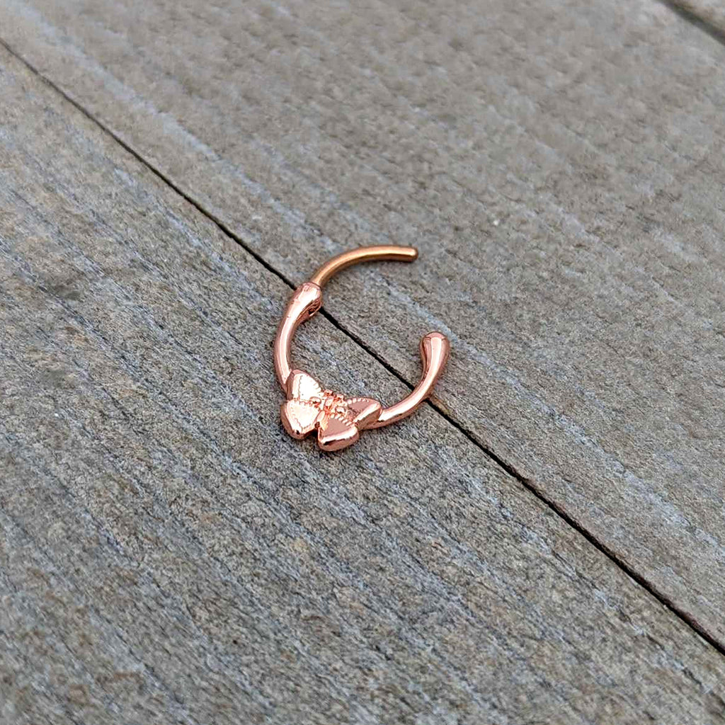 16G 5/16 Rose Gold Tone Simple Textured Butterfly Cartilage Clicker