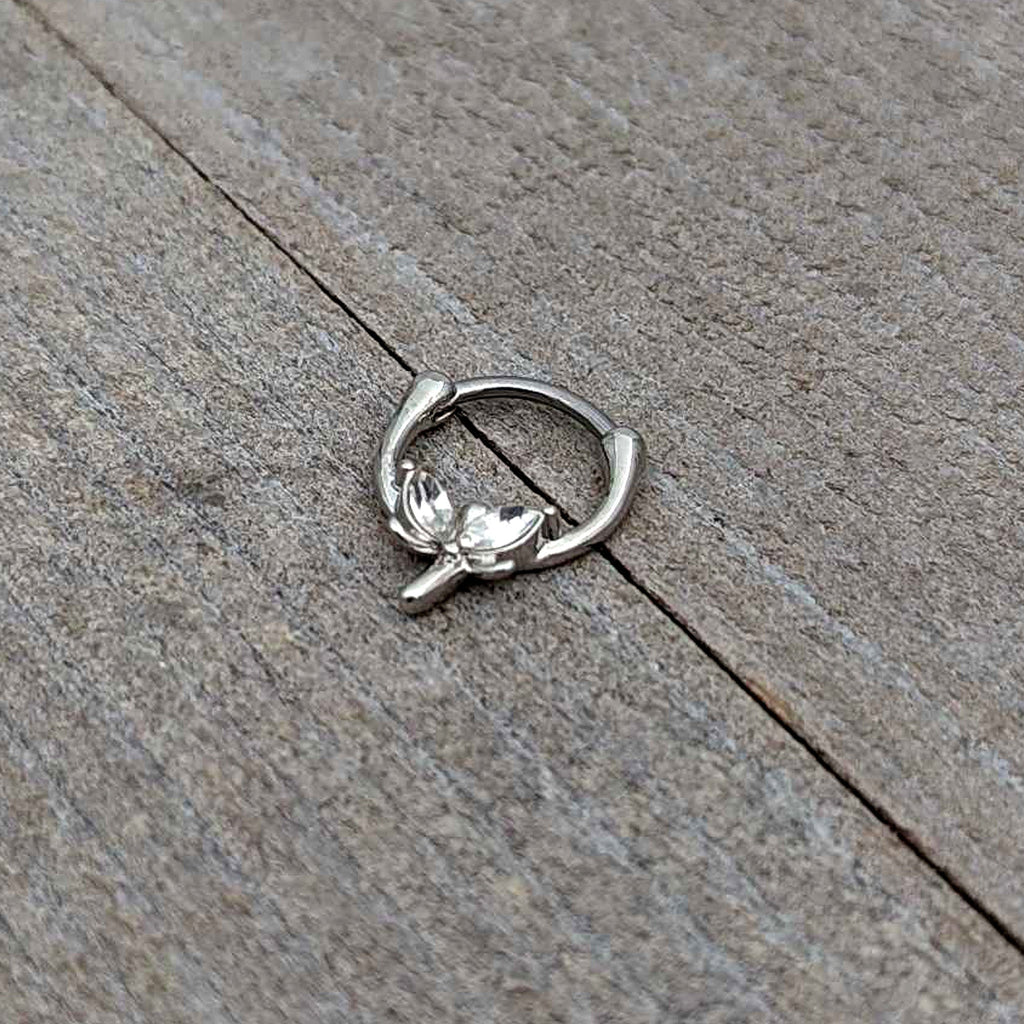 16G 5/16 Clear Gem Simple Style Dragonfly Cartilage Clicker