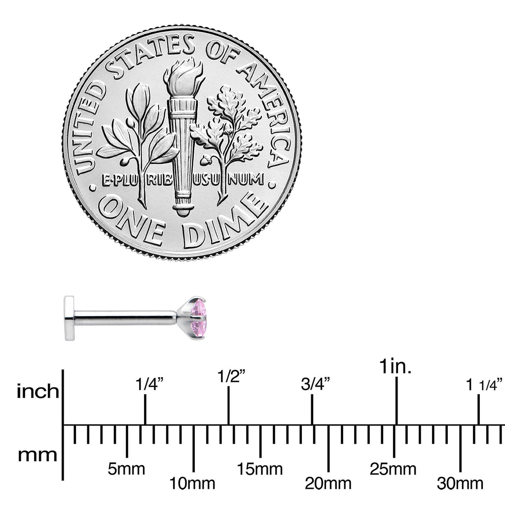 16G 5/16 Pink CZ Gem ASTM F-136 Implant Grade Titanium Hex End Labret Tragus